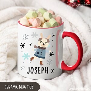 Christmas Cocoa Mug for Kids Personalized, Hot Chocolate/ Coffee Mug for Boys, Toddler&#39;s Shatterproof Mugs with Handle, X-Mas Party present