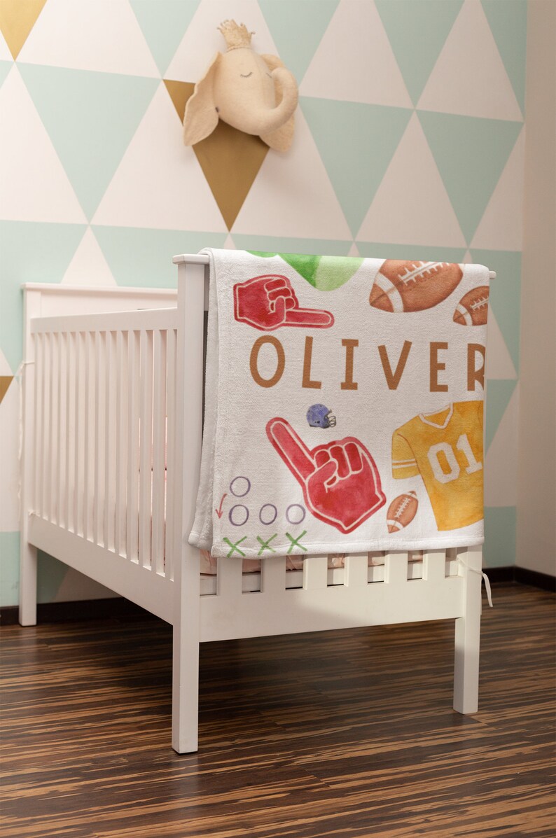 Personalized Football Baby Shower Gift, Kids Nursery Decor, Sports Baby