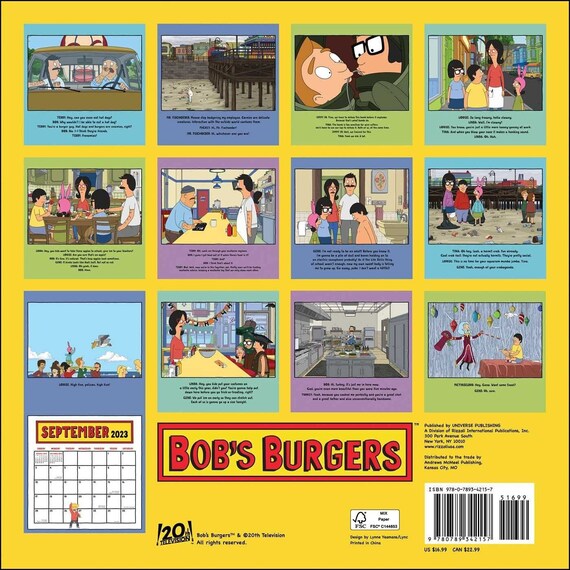 Universe Bob's Burgers 2023 Wall Calendar - Etsy Denmark