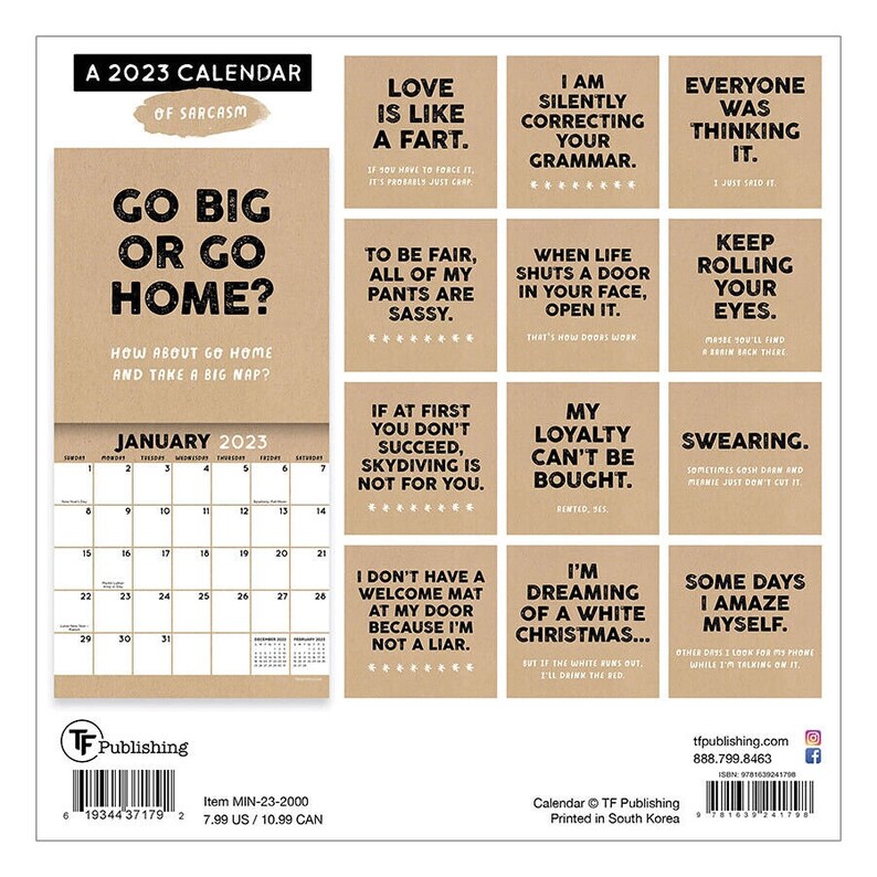 TF Publishing 2023 Anti affirmations Sarcasm Mini Calendar Etsy Canada