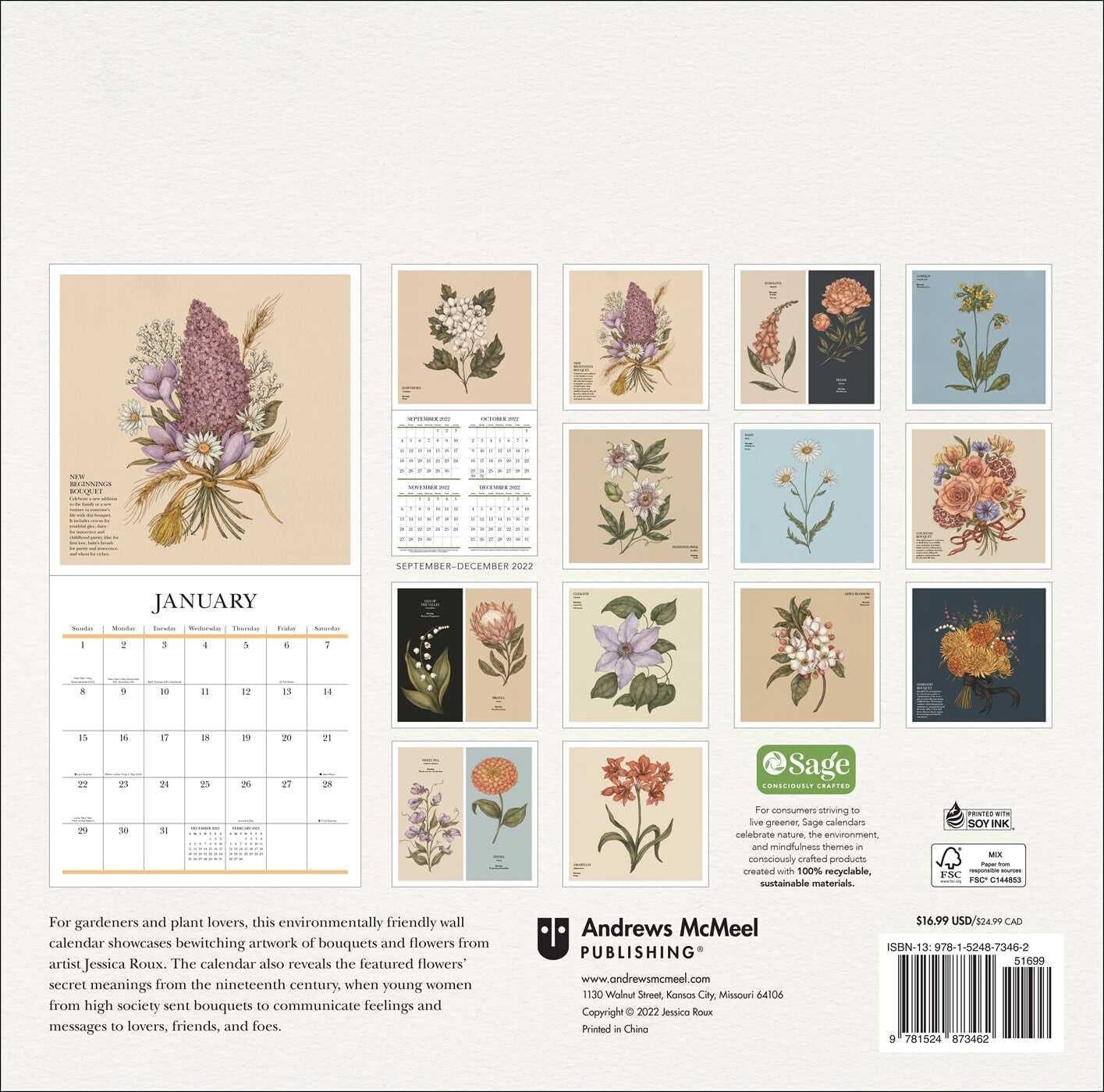 Andrews Mcmeel Floriography 2023 Wall Calendar Secret Meaning Etsy