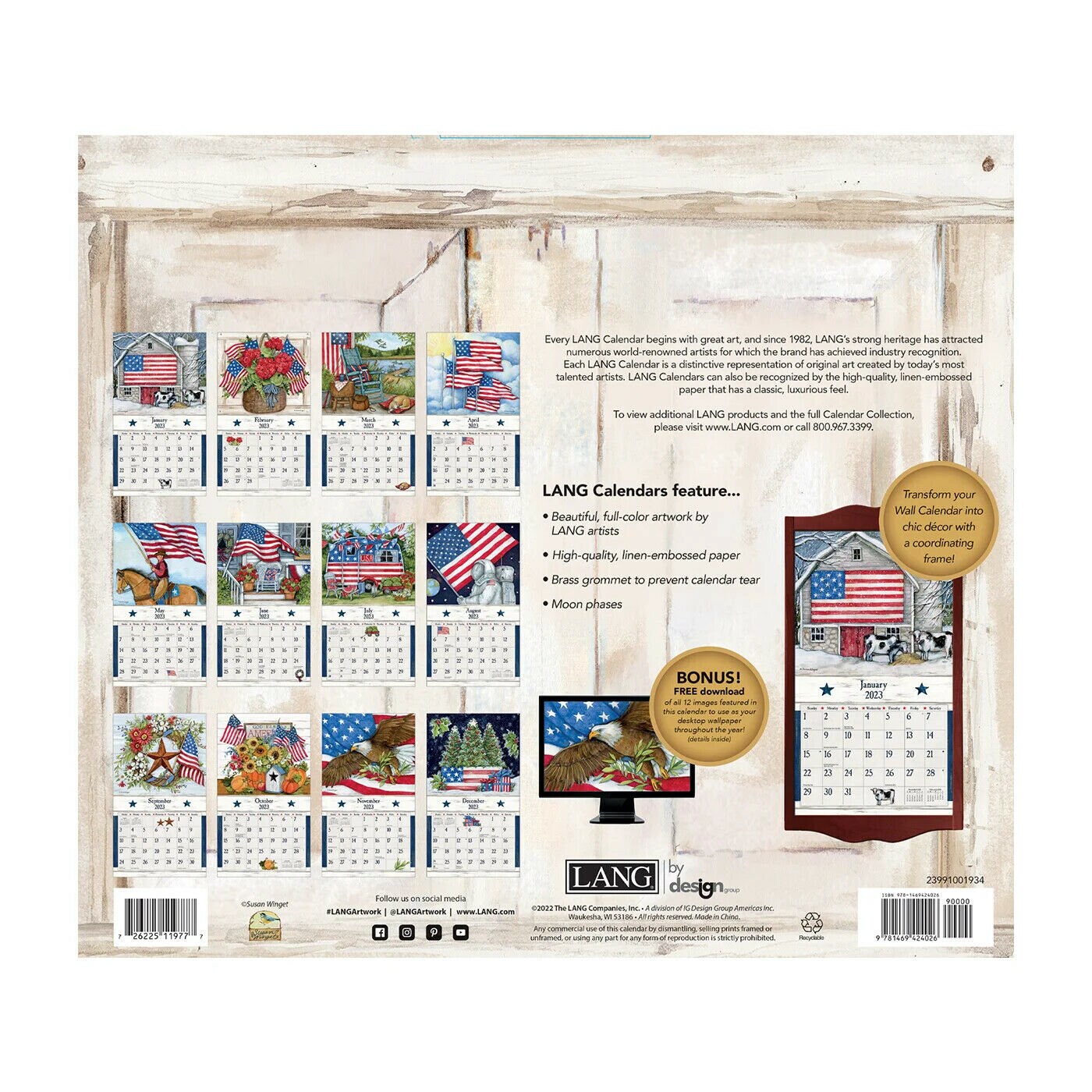 Lang Old Glory 2023 Wall Calendar - Etsy Australia
