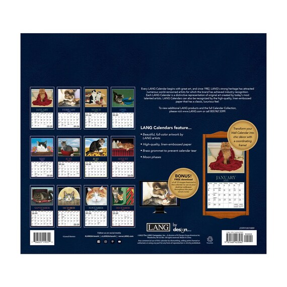 lang-american-cat-2023-wall-calendar-etsy