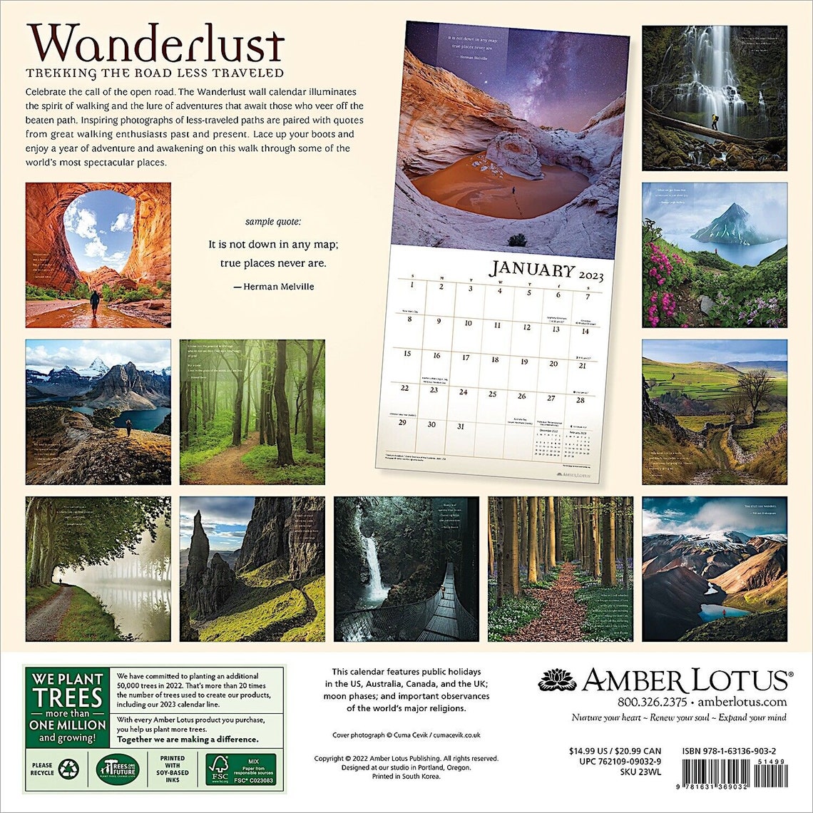 Amber Lotus Wanderlust 2023 Wall Calendar Etsy