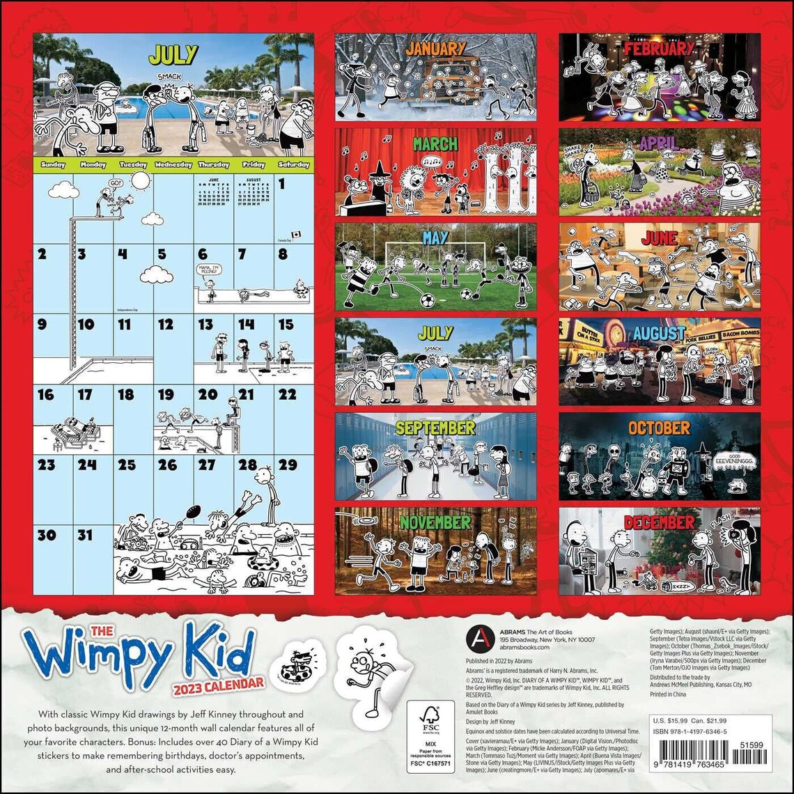 Harry Abrams Wimpy Kid 2023 Wall Calendar Etsy