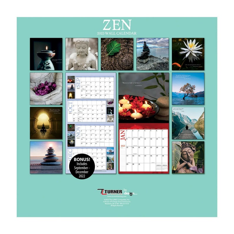 2023 Mini Wall Calendar Turner Zen 2023 Mini Wall Calendar Etsy