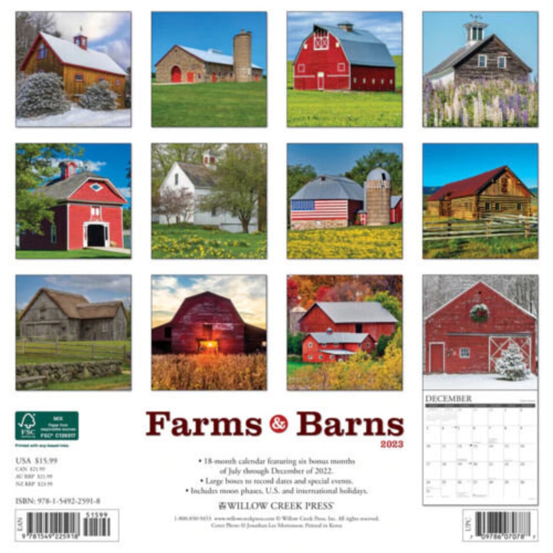 Willow Creek Farms & Barns 2023 12 X 12 Wall Etsy