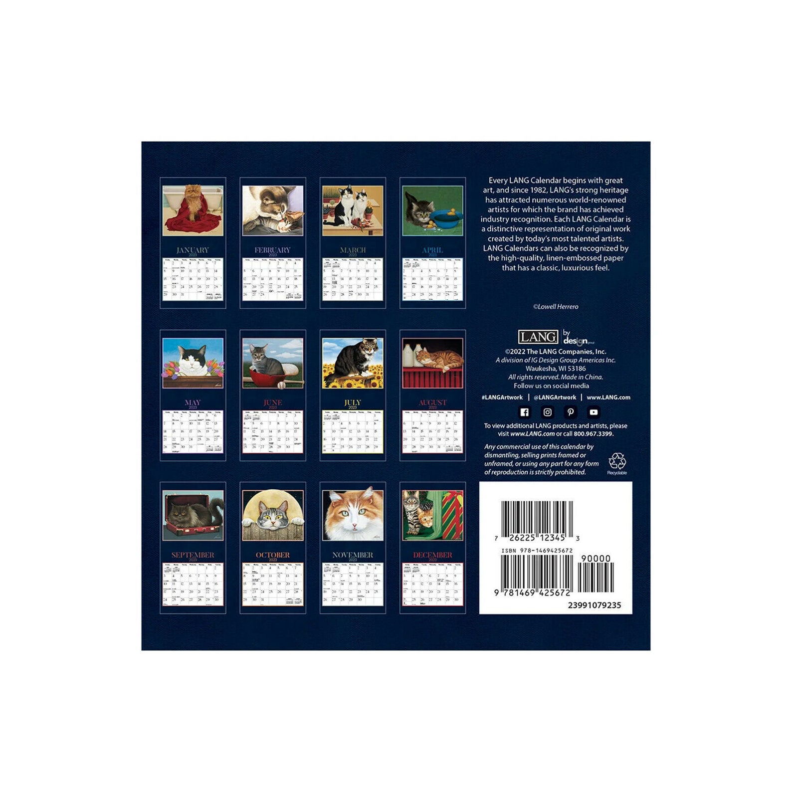 Lang American Cat 2023 Mini Wall Calendar Etsy