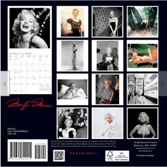 Graphique Marilyn Monroe 7 X 7 Mini Calendar 2023 - Etsy