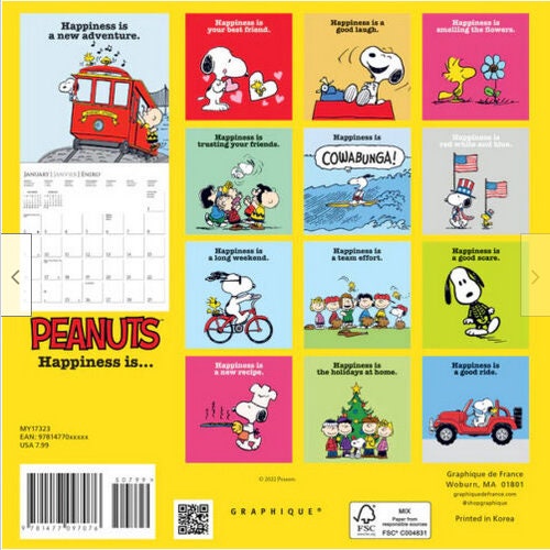 Graphique peanuts 7 x 7 mini calendar 2023 etsy