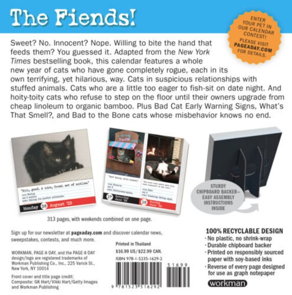 Workman Bad Cat Page-a-day Calendar 2023 - Etsy