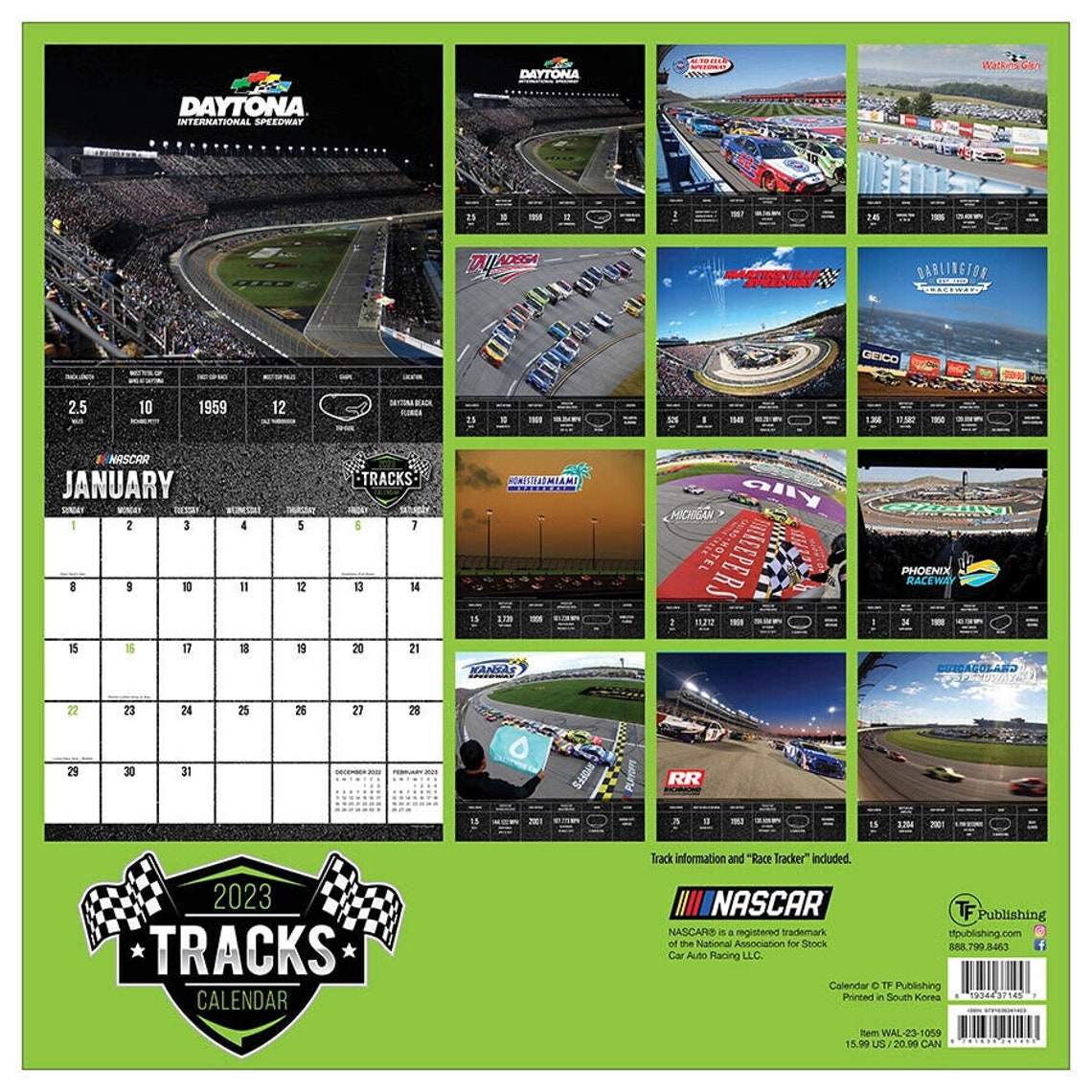 TF Publishing 2023 Nascar Tracks Calendario de pared Etsy México