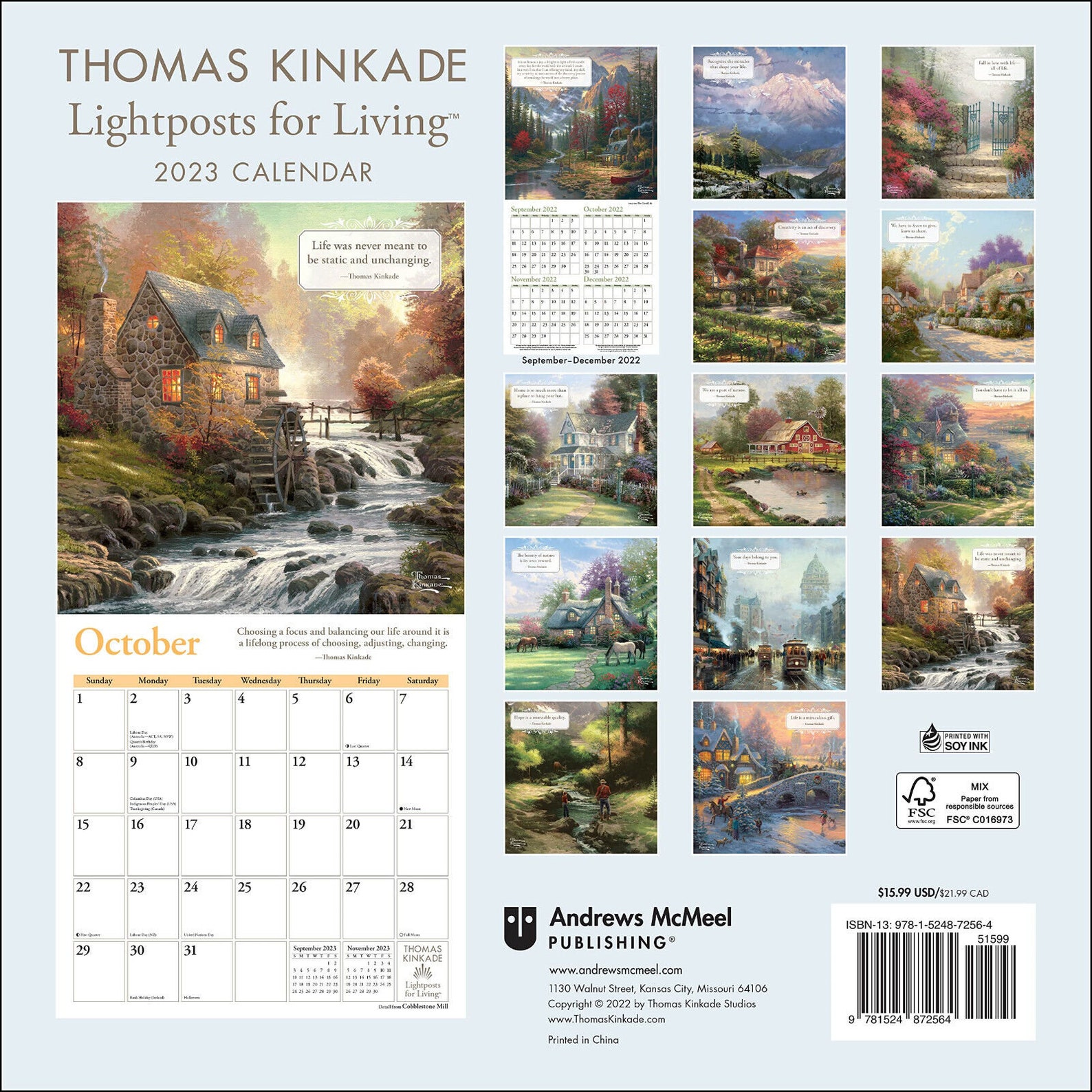 andrews-mcmeel-thomas-kinkade-lightposts-for-living-2023-wall-etsy