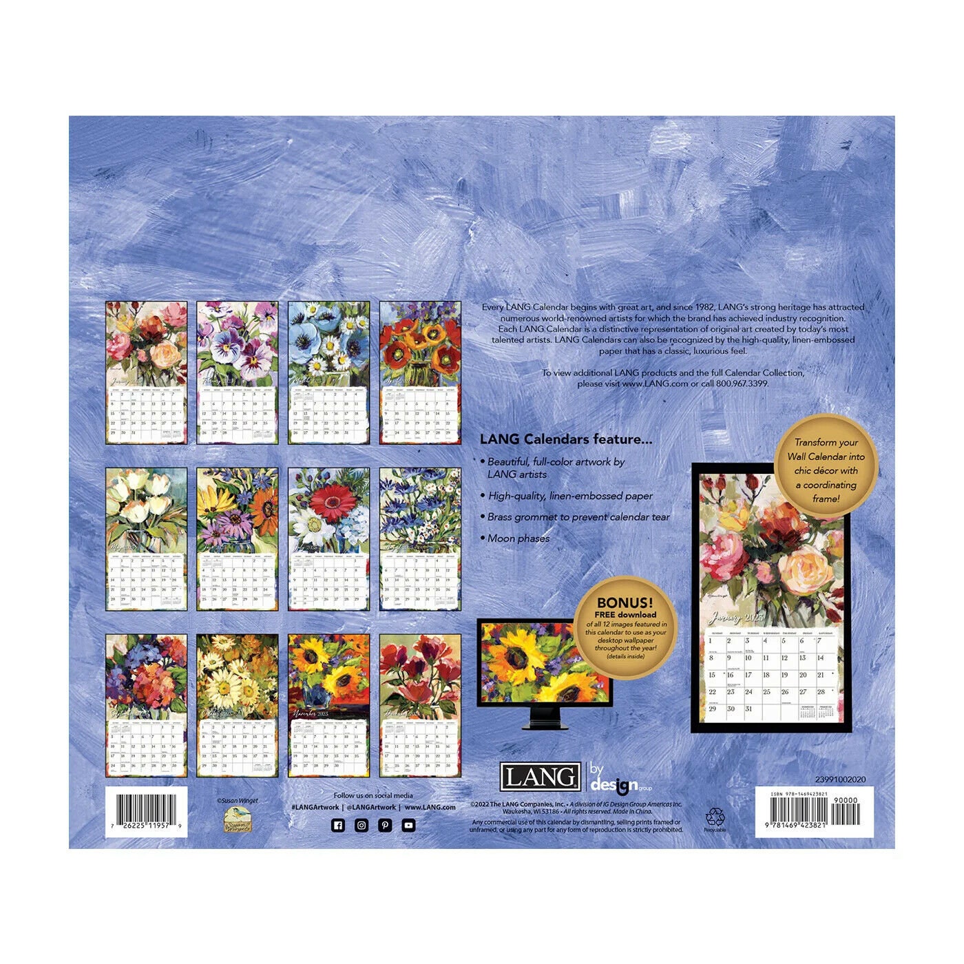 Lang Gallery Florals 2023 Wall Calendar Etsy
