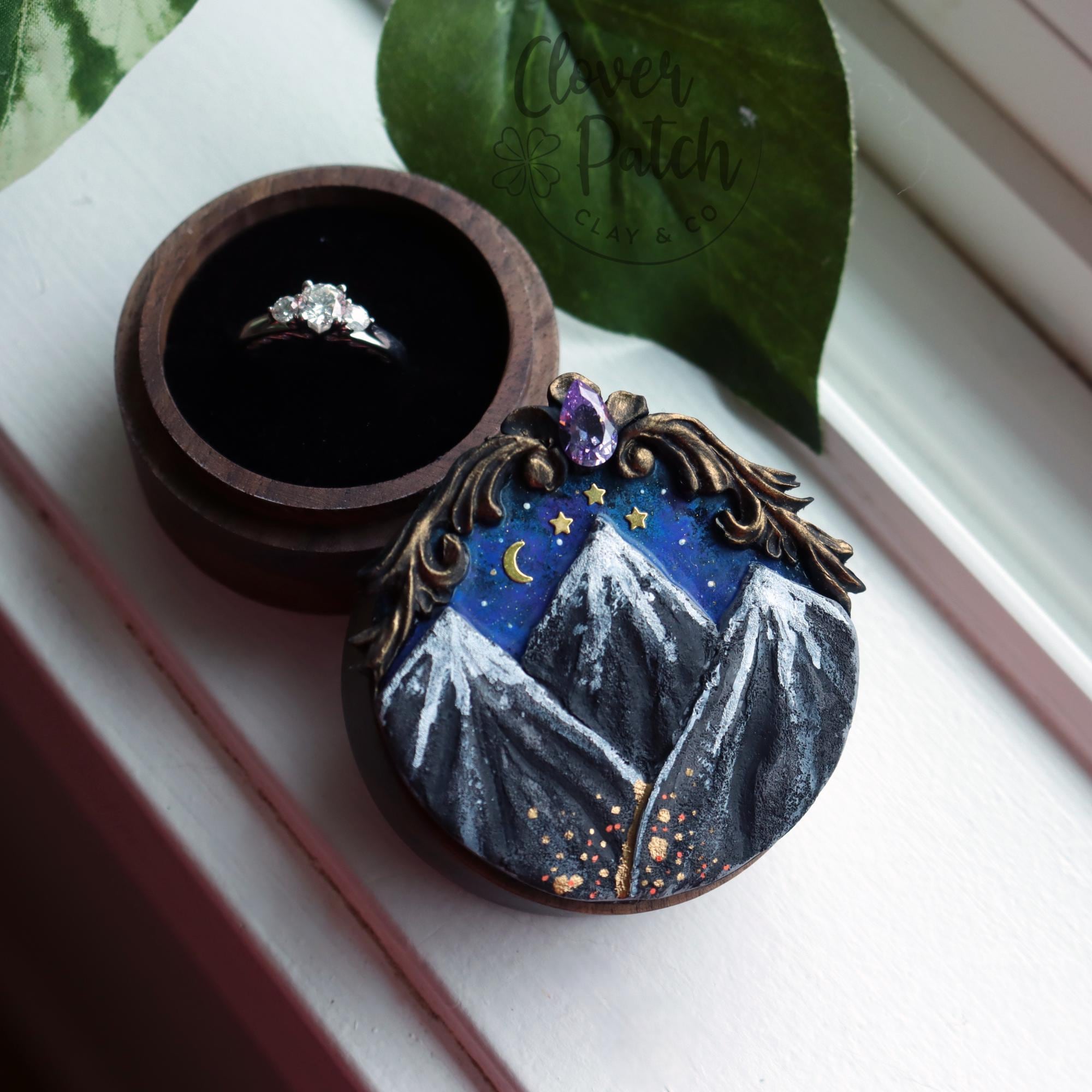 ACOTAR Engagement Wedding Ring Box, Night Court, Fantasy Wedding, Handmade, Bookish, Cottagecore Wedding, Custom Ring Box, Dark Academia