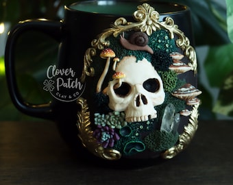 Skull Mushroom Moss Mug | Fantasy Mug | Fall Autumn Mug | Cottagecore | Fairycore | Mystical Gifts | Booktok | Bookworm gift | Dark Academia