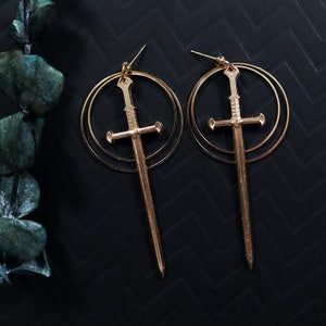 Swords Earrings | Sword Jewelry | Goth Jewelry | Dark Academia | Gold Swords | Medieval Swords | Dark Romantic | Victorian Gothic