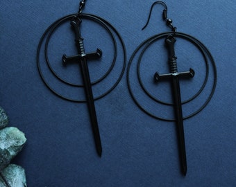 Swords Earrings | Sword Jewelry | Goth Jewelry | Dark Academia | Black Swords | Medieval Swords | Dark Romantic | Victorian Gothic