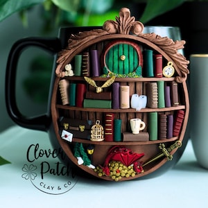 The Fantasy Reader Book Shelf Mug | Library Mug | Fall Autumn Mug | Cottagecore | Fairycore | Mystical Gifts | Booktok | Bookworm gift