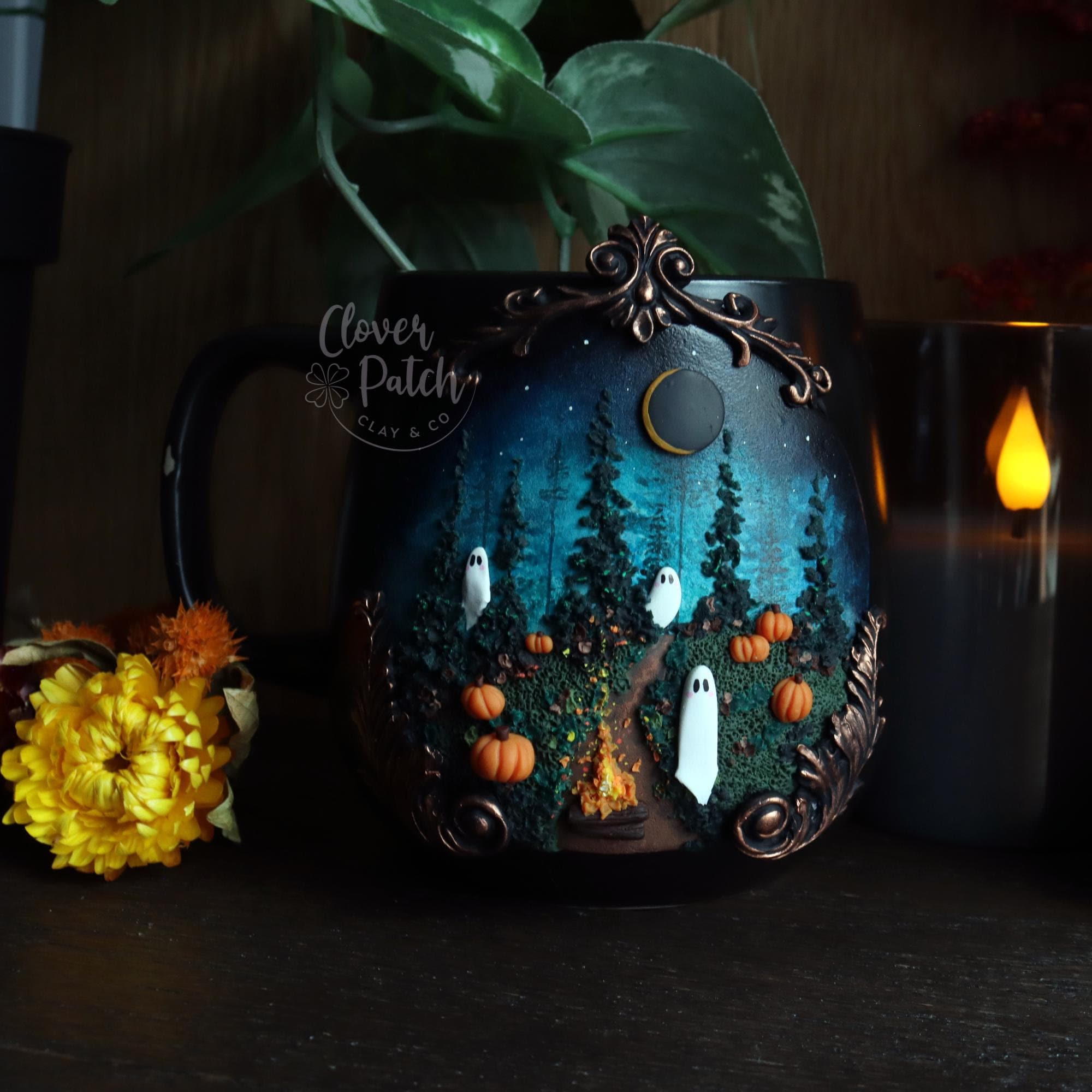 Haunted Forest Ghost Mug | Fall Autumn Mug | Cottagecore | Witchy | Supernatural | Dark Academia | Cottagecore Pumpkin | Halloween Decor