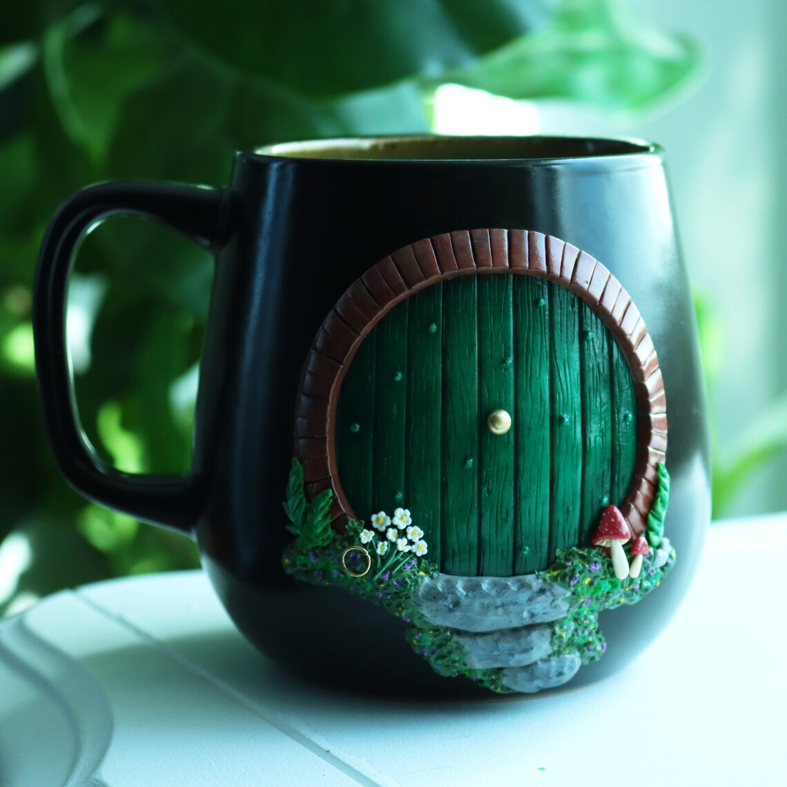 Round Hobbit Door Mug Lord of the Rings Mug Handmade Etsy