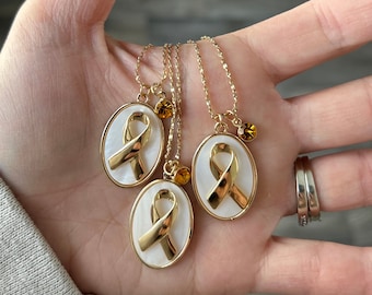 Adult| Women’s | Childhood Cancer | Cancer Necklace |  Cancer Warrior Necklace  | Cancer Ribbon Necklace | Cancer Awareness