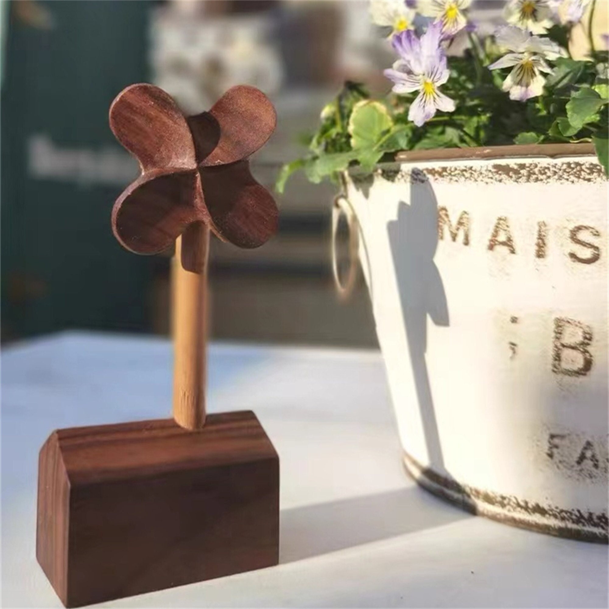 Décoration Créative de Bureau Moulin à Vent en Bois Noyer Décoration Intérieure Faite La Main Artisa