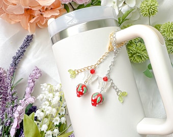Strawberry Stanley Tumbler Charm: Personalized Cup Accessory