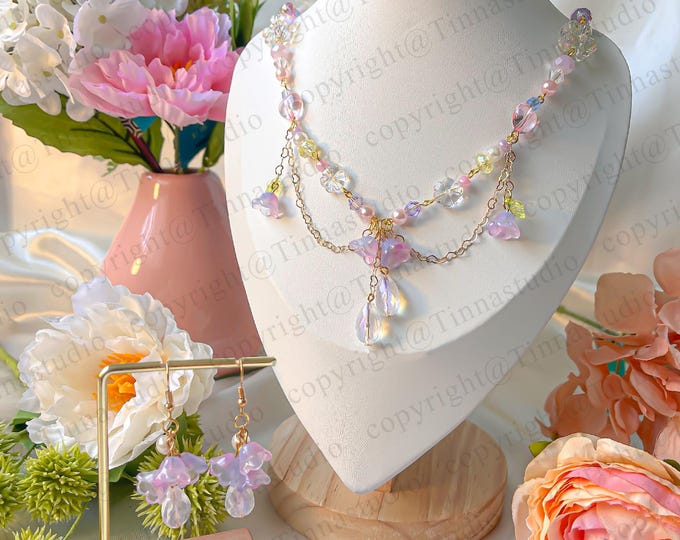 Lily of the Valley Jewelry Set: Handmade Fairycore Necklace & Earrings