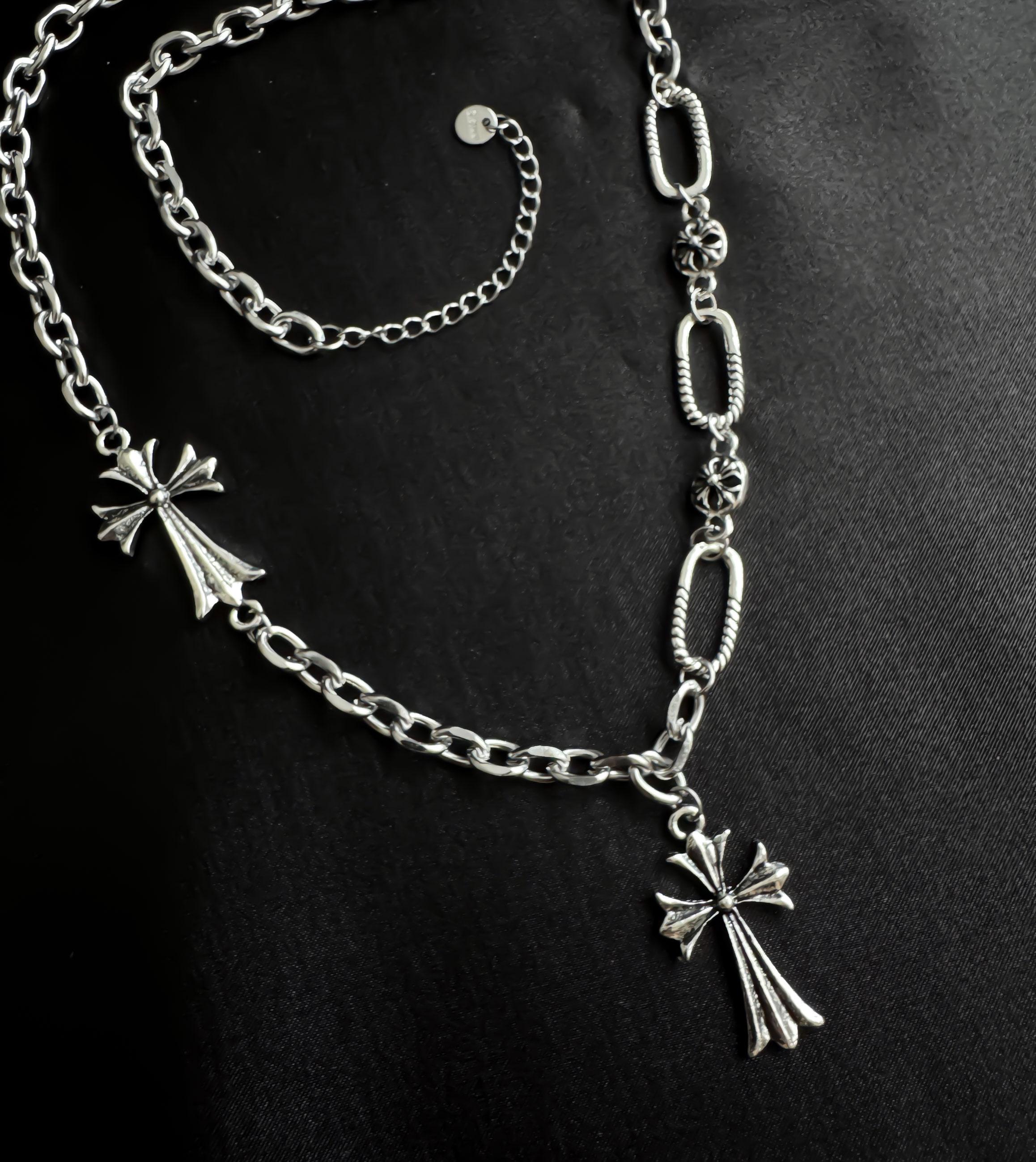 Y2Kゴシッククロスペンダントネックレス - ユニセックス/エッジの効い