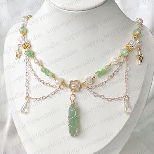 Unique Fairycore Green Necklace with Twinkle Star Design