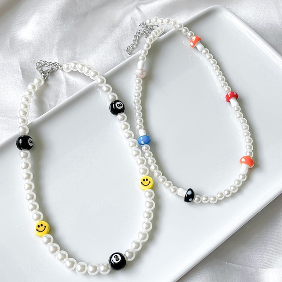 VVV☆BLACK DICE MUSHROOM PEARL BEADS NECKLACE BLACK DICE MUSHROOM PEARL BEADS NECKLACE - VVV | 60% - Asian