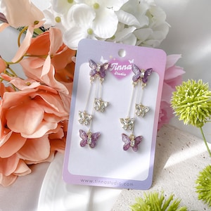 Cute Purple Butterfly Drop Dangle Earrings, Cottagecore earrings gift, unique fairycore earrings, gift for her