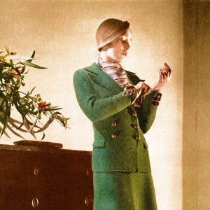 Rare Vintage 1930s Dress Suit Set Women’s Jacket and Skirt Knitting Pattern, Vogue Knitter’s Masterpiece, PDF Digital Download