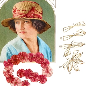Vintage Raffia Flower Applique and Embellishment Instructional Guide c.1920, PDF Digital Download
