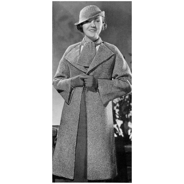 Vintage 1930s Women’s Long Trench Coat Pattern, 34”-35” Bust, Tweed Mixture Topcoat No. 17, PDF Digital Download