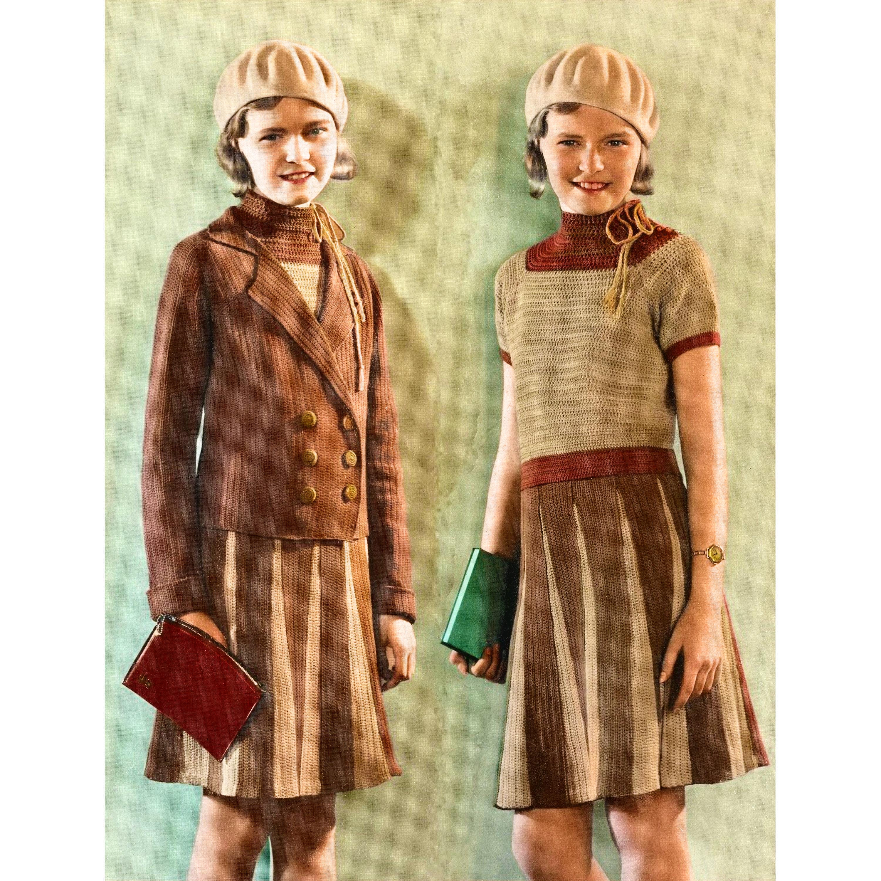 20 Best Free Vintage Crochet Patterns of the 1930s 16 Vintage 1930s Girl's Blouse Skirt and Jacket Suit Set