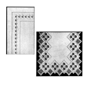 Padrão de bordado vintage Hardanger c.1930, download digital em PDF
