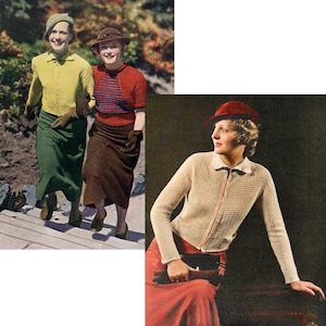 Vintage 1930s Women’s Cardigan Jacket Crochet Pattern, 34”-36” Bust, Waistcoat Blouse No. 134, PDF Digital Download