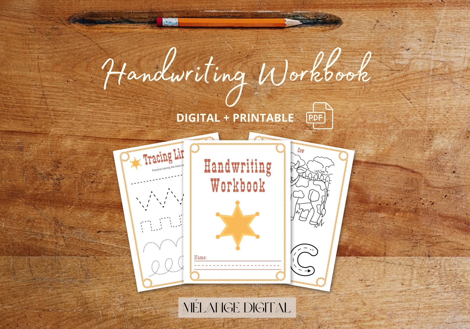 Western Theme Handwriting Workbook, Digital Download PDF, Printable ...