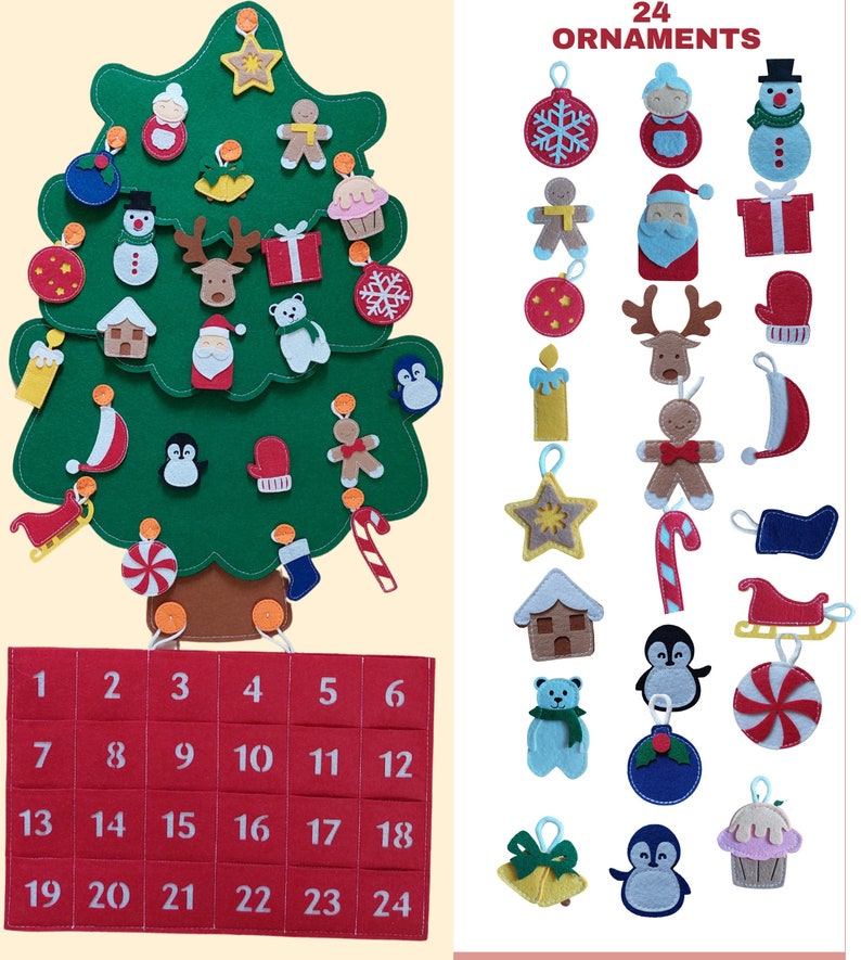 Advent Calendar Felt Christmas Tree Handmade Felt Christmas Etsy