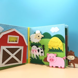 Quiet Book, Little Farmer Handmade Felt Book, Educational Baby Book, Montessori Book, Toddler Sensory, Pretend Play Activities, Busy Book image 2