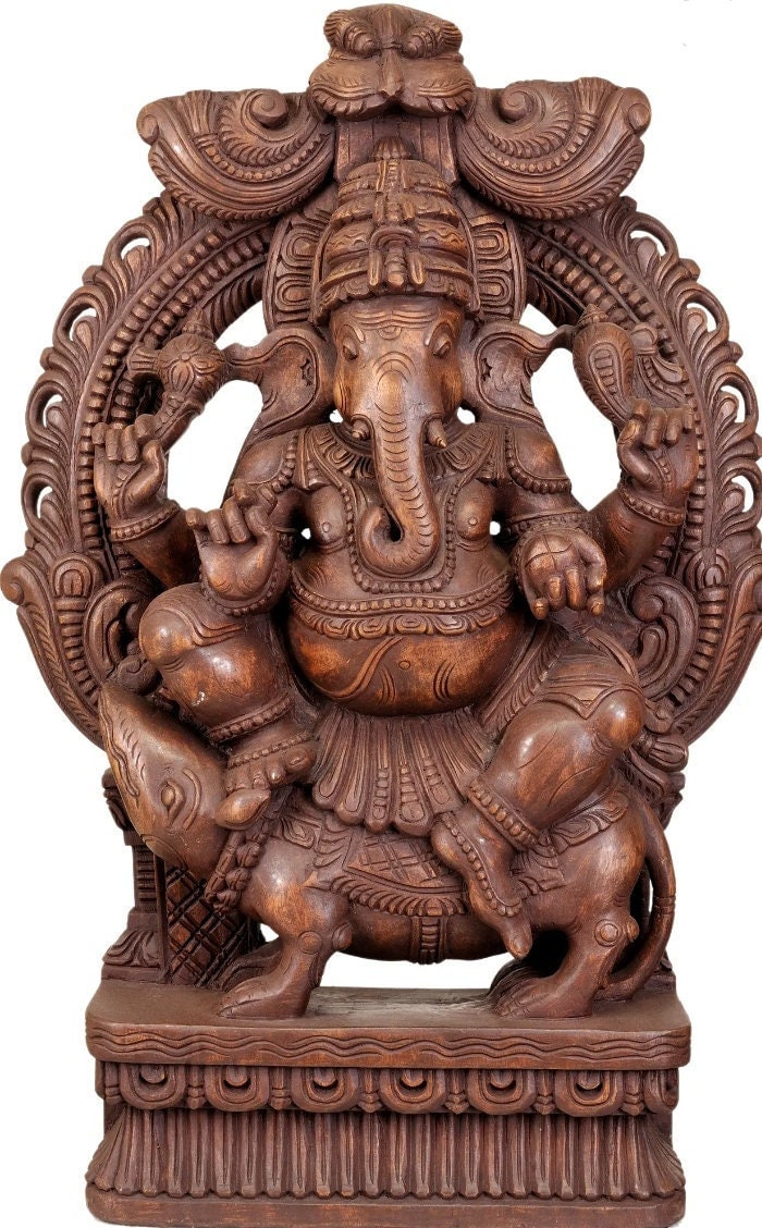 Brass Sri Shubh Drishti Ganesha Statue, 9" Inch Shubha Drishti Ganapati Idol in Brass
