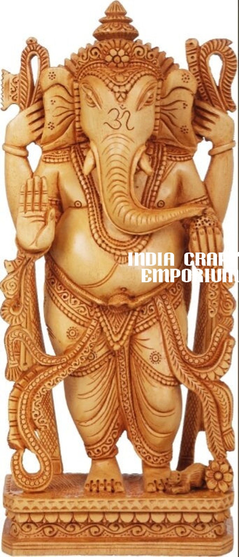 Brass Sri Shubh Drishti Ganesha Statue, 9" Inch Shubha Drishti Ganapati Idol in Brass