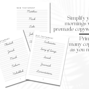 Books of the Bible Cursive Copywork, Homeschool Handwriting Practice ...