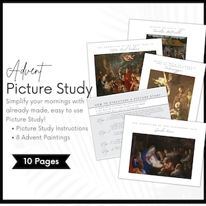 Charlotte Mason Advent Christmas Picture Artist Study,  Homeschool Morning Time Menu, Picture Art Study, Morning Basket, Art Appreciation