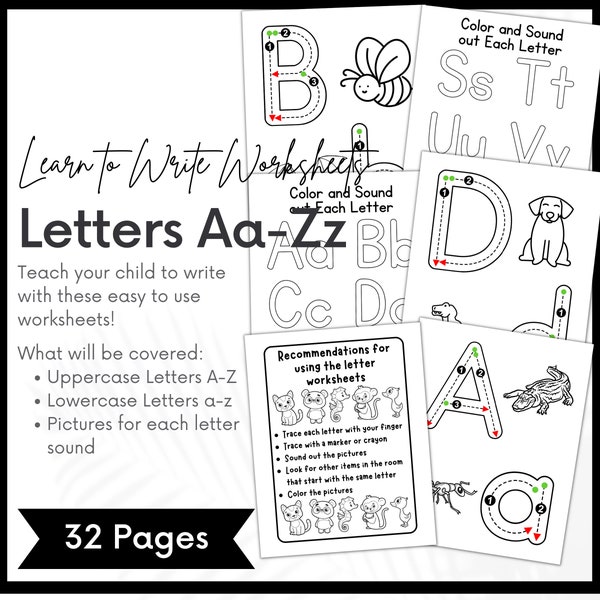 Preschool Prek Handwriting Worksheets Letters Uppercase Lowercase, Tracing Practice, Prewriting, kindergarten writing, Charlotte Mason