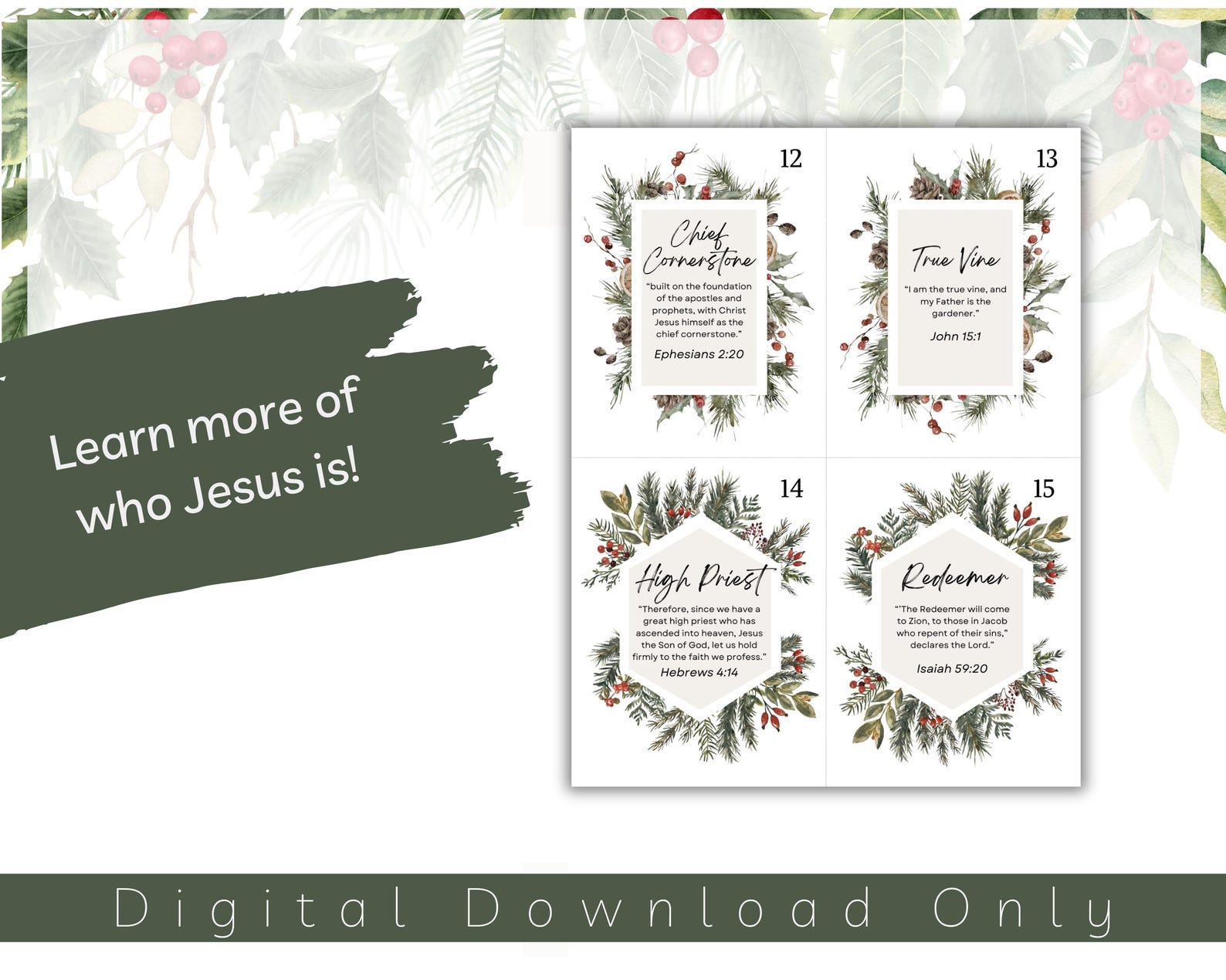 25 Names of Jesus Christ, Advent Countdown, Christmas Bible Countdown ...