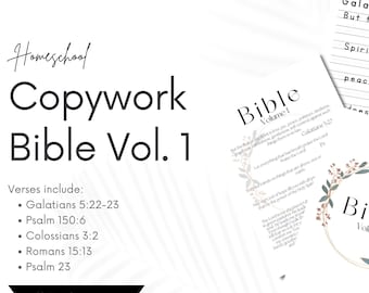 Bible Print Copywork, Homeschool handwriting practice sheets, Charlotte mason copywork, learn to write printable scripture for kids