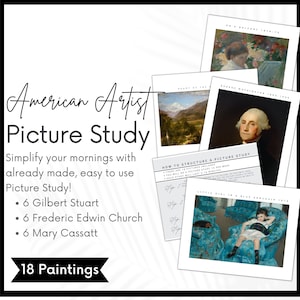 Charlotte Mason American Artist Picture Study, Studium artysty, Stuart, Cassatt, Kościół, Menu poranne, Koszyk poranny